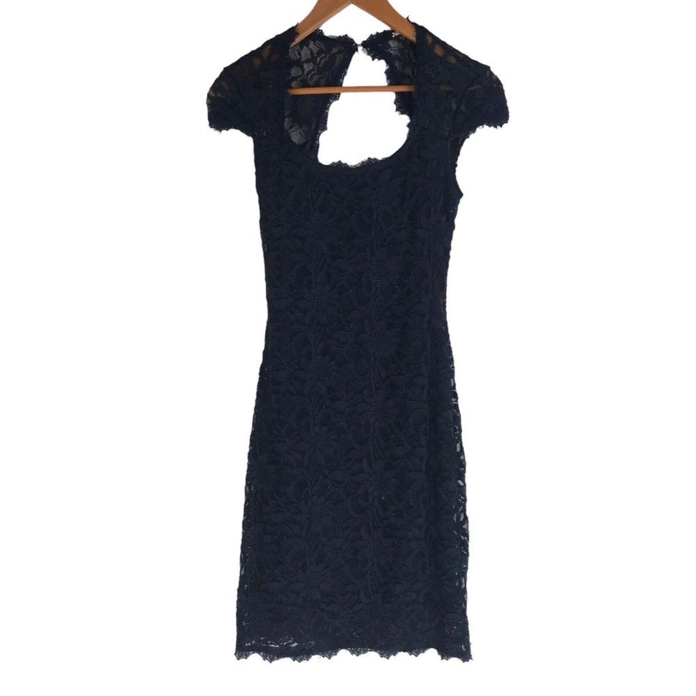 Jump Apparel Dress Womens Size Small‎ S Blue Floral Lace Bodycon Lined Evening